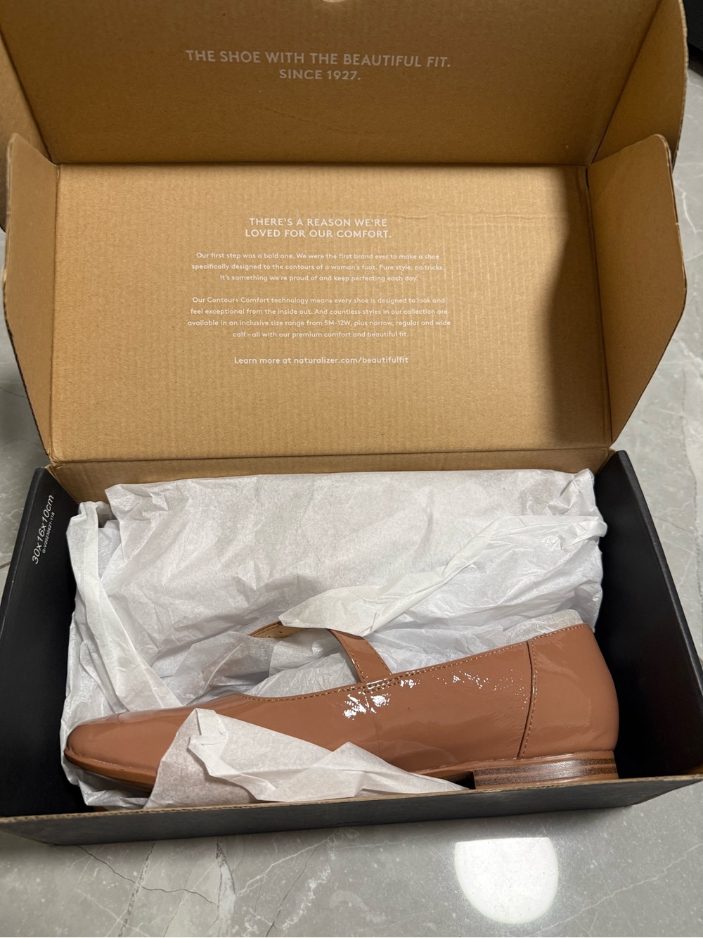 Naturalizer Women's Patent leather Mary Jane Flat in Cognac